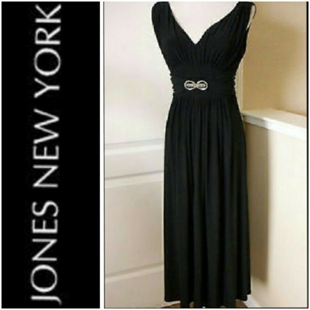 DRESS GRECIAN INSPIRED BLACK VERSATILE RUCHED V NECK SLEEVELESS SMALL WOMENS 4 S